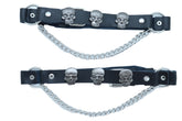 Skull Black Faux Leather Boot Straps (Pair)